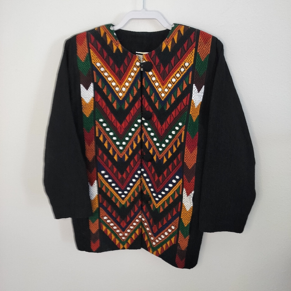 Catalina Originales Vintage Southwest Jacket Black/Multi Size S ‎ Boho Eclectic